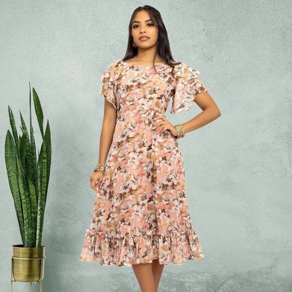 Pink Printed Dress | Harmony Hues Collection | Muvvas Boutique - Picture 3 of 6